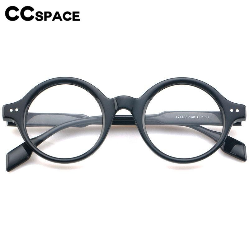CCspace Unisex Full Rim Round Acetate Eyeglasses 56719 Full Rim CCspace