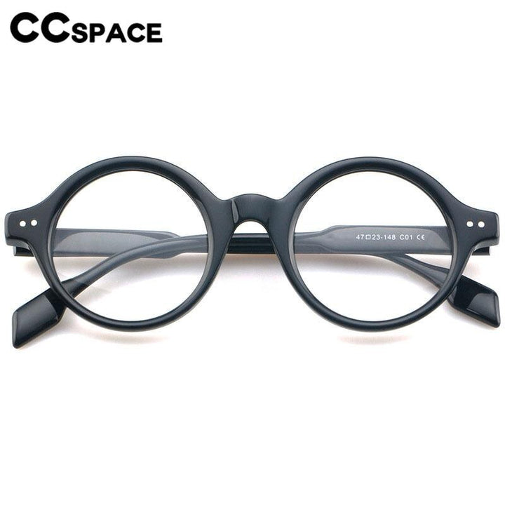 CCspace Unisex Full Rim Round Acetate Eyeglasses 56719 Full Rim CCspace