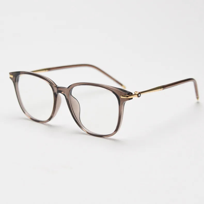 CCspace Unisex Full Rim Square Tr 90 Titanium Eyeglasses 56968 Full Rim CCspace C11Tea