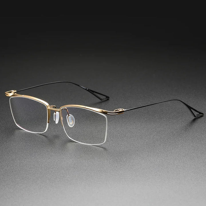 Aimee Unisex Semi Rim Square Brow Line Titanium Eyeglasses 3817 Semi Rim Aimee Golden