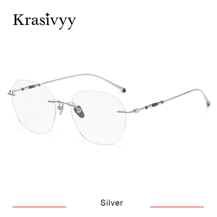 Krasivyy Women's Rimless Polygon Titanium Eyeglasses K5930 Rimless Krasivyy Silver