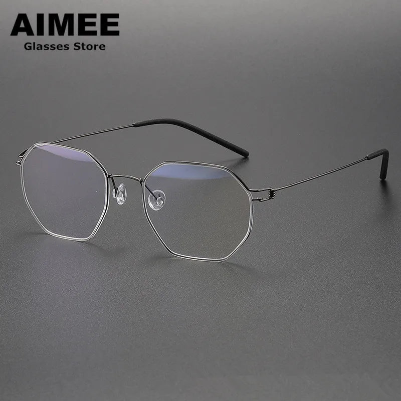 Aimee Unisex Semi Rim Flat Top Polygon Screwless Eyeglasses 10516 Semi Rim Aimee
