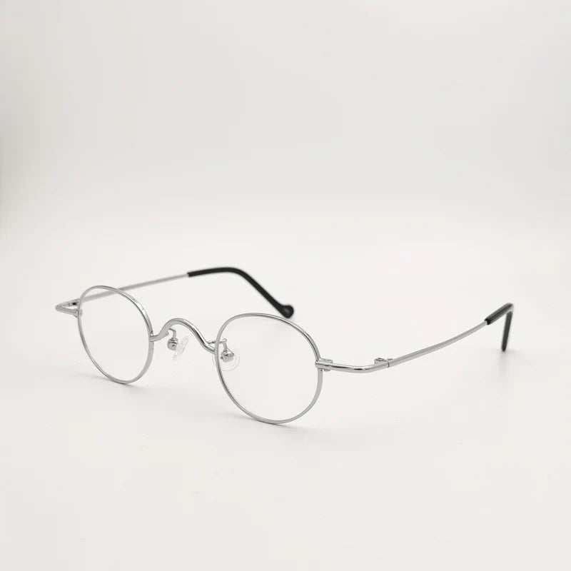 Yujo Unisex Full Rim Small Round Titanium Eyeglasses 3629e Full Rim Yujo   