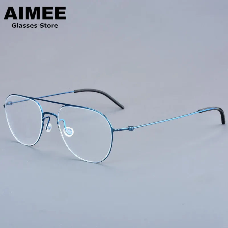 Aimee Unisex Full Rim Oval Double Bridge Titanium Eyeglasses 25527