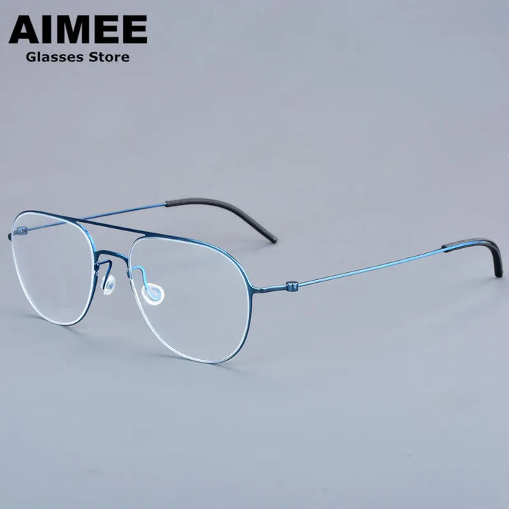 Aimee Unisex Full Rim Oval Double Bridge Titanium Eyeglasses 25527