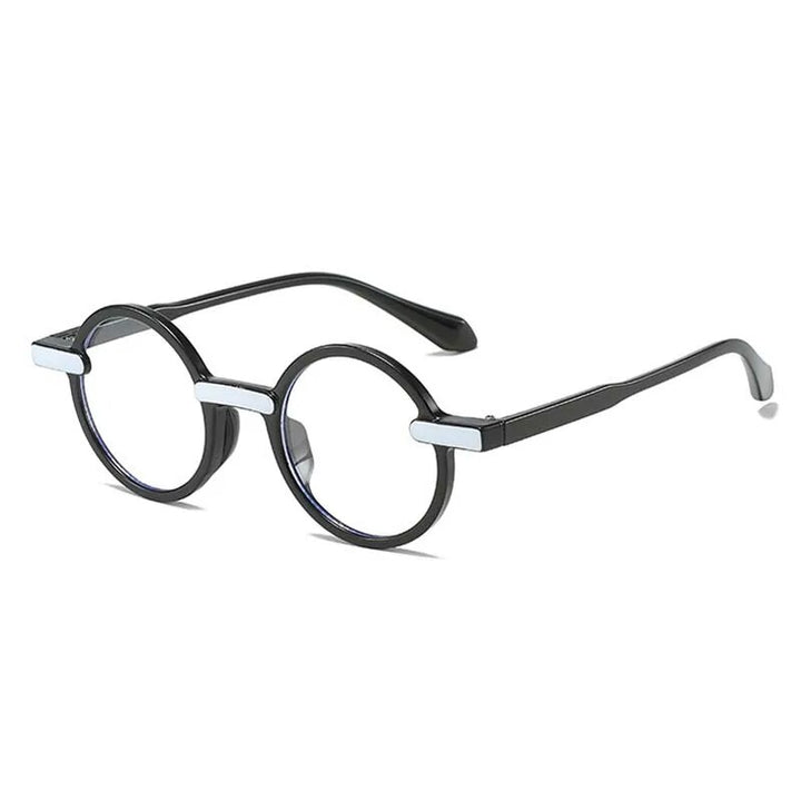CCspace Unisex Full Rim Round Acetate Eyeglasses 55081 Full Rim CCspace WhiteBlackClear China
