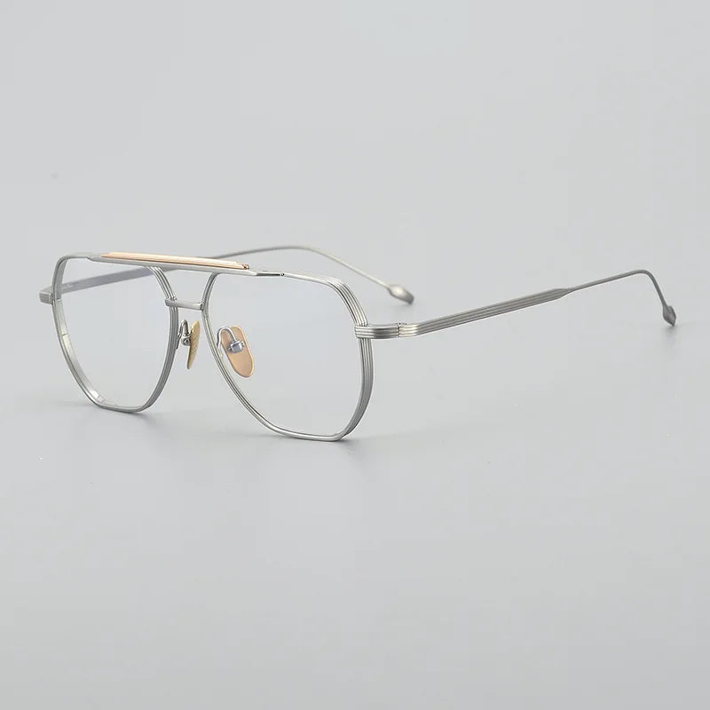 Black Mask Unisex Full Rim Oval Double Bridge Titanium Eyeglasses Jr39 Full Rim Black Mask Silver