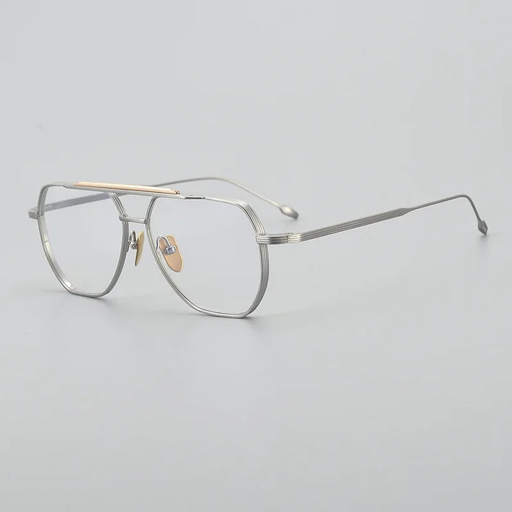 Black Mask Unisex Full Rim Oval Double Bridge Titanium Eyeglasses Jr39 Full Rim Black Mask Silver
