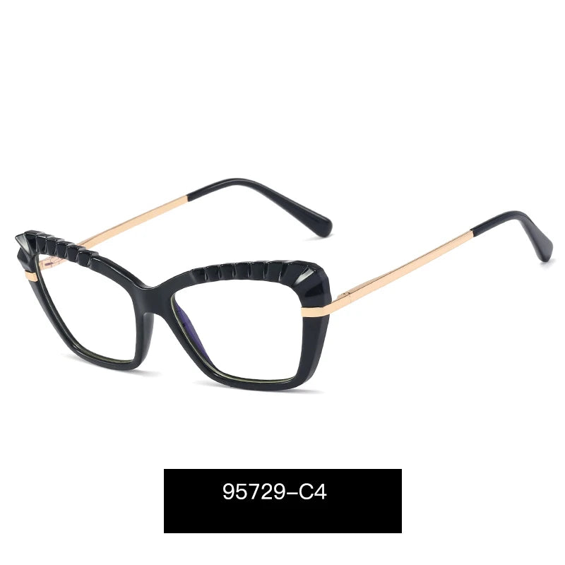 Handoer Women's Full Rim Square Cat Eye Tr 90 Alloy Eyeglasses 95729