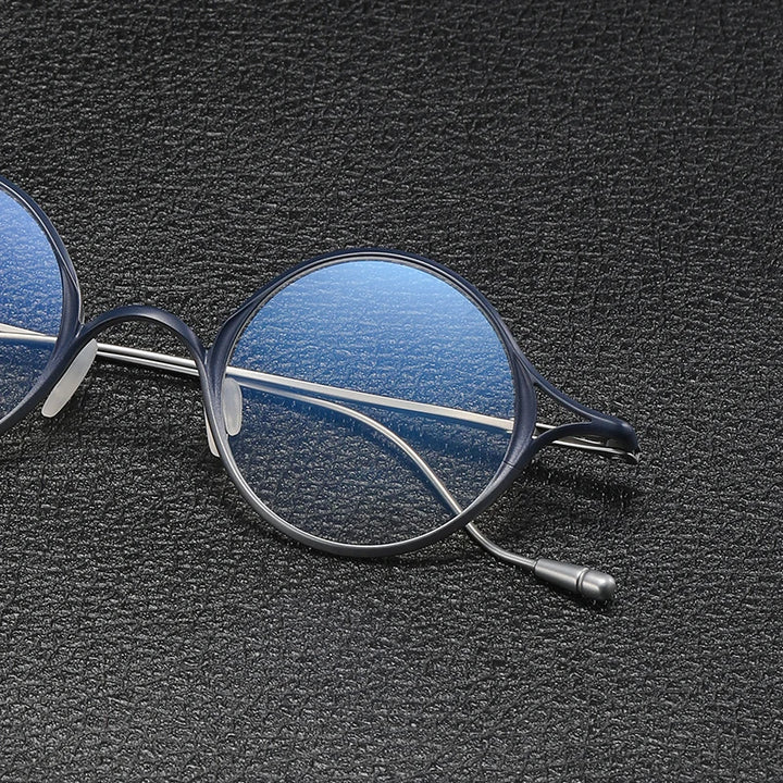 Gatenac Unisex Full Rim Round Titanium Eyeglasses Gxyj1156 Full Rim Gatenac