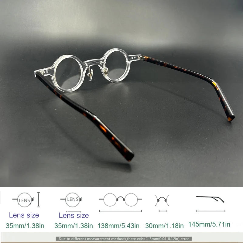 Yujo Unisex Full Rim Round Acetate Fiber Eyeglasses 3840 Full Rim Yujo