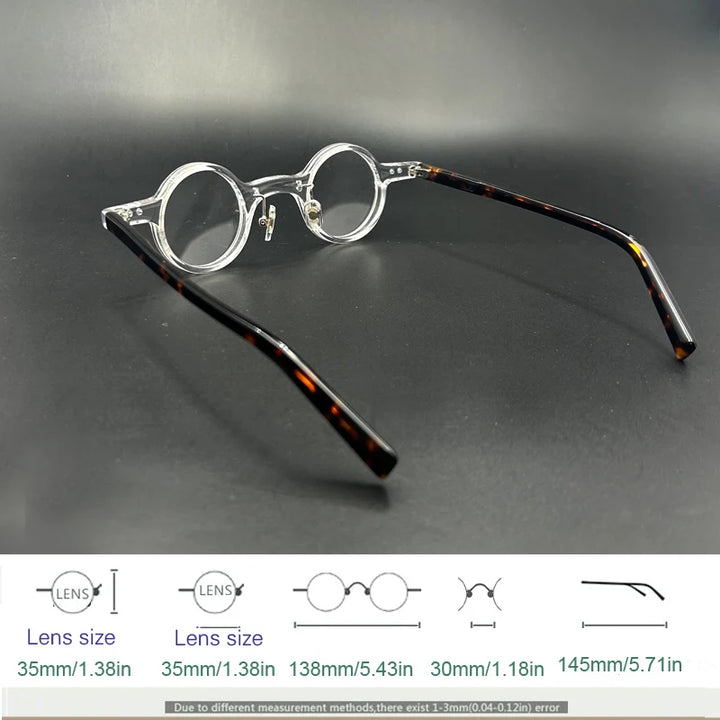 Yujo Unisex Full Rim Round Acetate Fiber Eyeglasses 3840 Full Rim Yujo