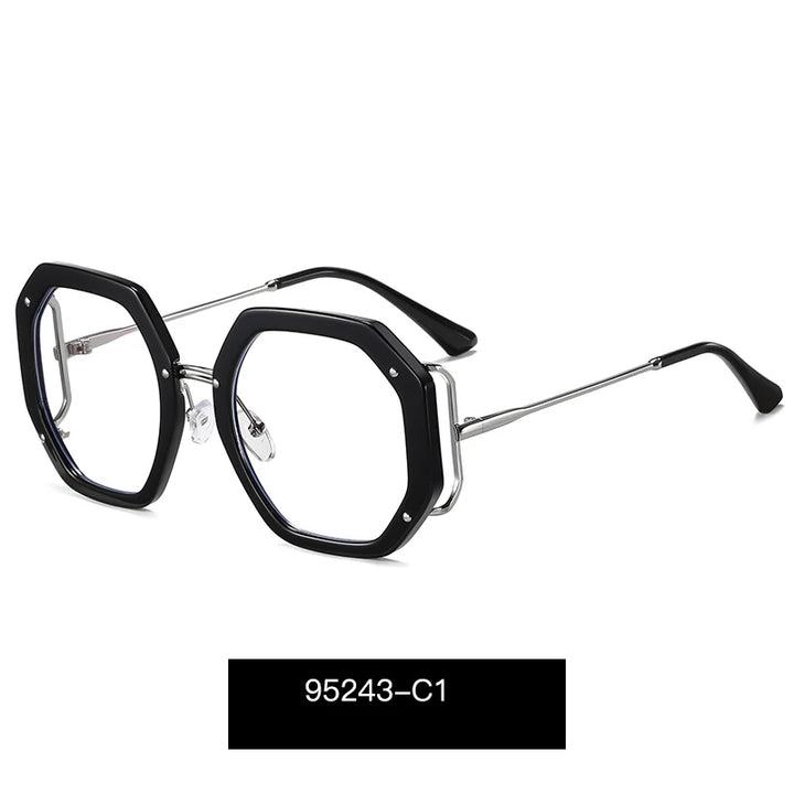 Handoer Women's Full Rim Polygon Oval Tr 90 Alloy Eyeglasses 95243