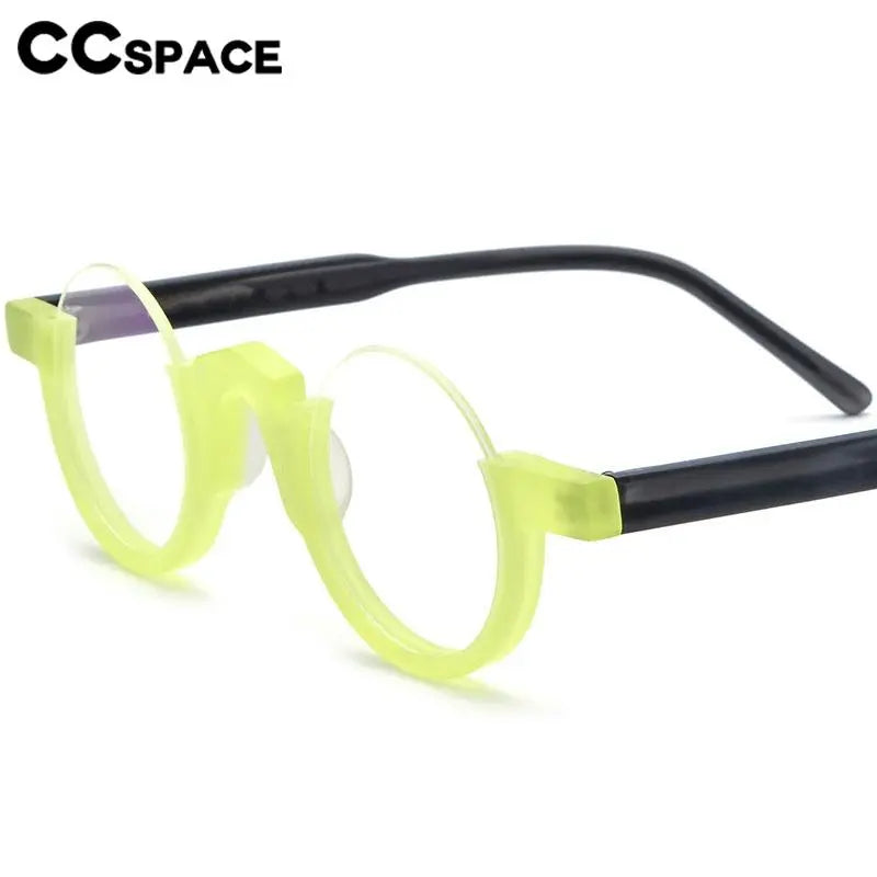CCspace Unisex Semi Rim Round Acetate Eyeglasses 56887 Semi Rim CCspace