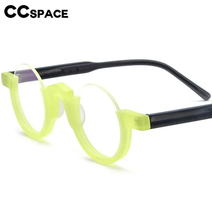 CCspace Unisex Semi Rim Round Acetate Eyeglasses 56887 Semi Rim CCspace