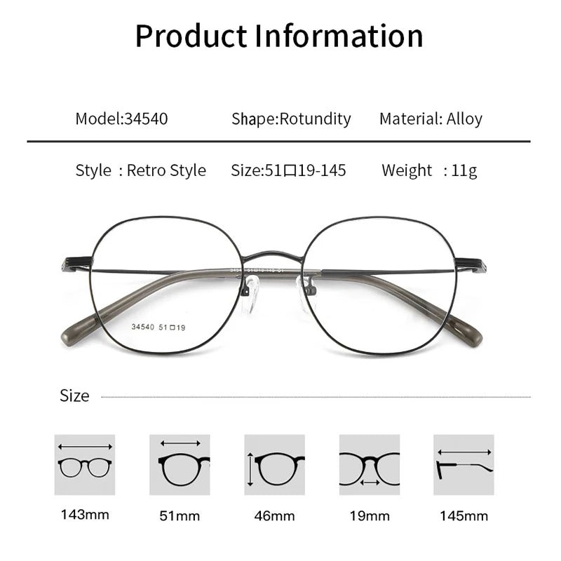 Xbora Unisex Full Rim Round Square Alloy Eyeglasses 34540