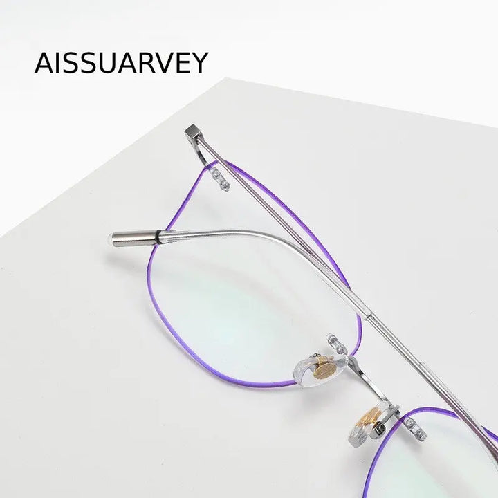 Aissuarvey Women's Rimless Cat Eye Titanium Custom Lens Eyeglasses 002 Lenses Aissuarvey Lenses   