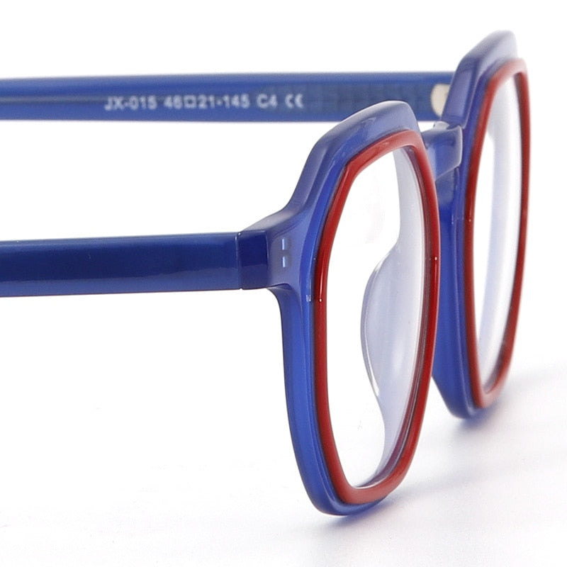 Muzz Unisex Full Rim Flat Top Round Acetate Eyeglasses 015 Full Rim Muzz