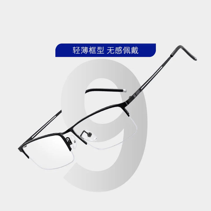 Reven Jate Men's Semi Rim Square Alloy Eyeglasses 990070 Semi Rim Reven Jate