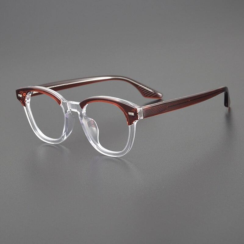 Gatenac Unisex Full Rim Square Acetate Eyeglasses Gxyj1113 Full Rim Gatenac Tea Transparent