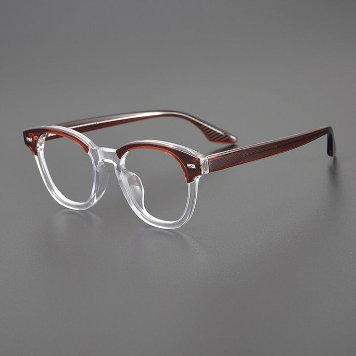 Gatenac Unisex Full Rim Square Acetate Eyeglasses Gxyj1113 Full Rim Gatenac Tea Transparent