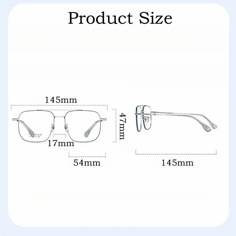 Yimaruili Unisex Full Rim Square Double Bridge Titanium Eyeglasses 6019 Full Rim Yimaruili Eyeglasses
