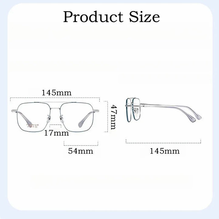 Yimaruili Unisex Full Rim Square Double Bridge Titanium Eyeglasses 6019 Full Rim Yimaruili Eyeglasses