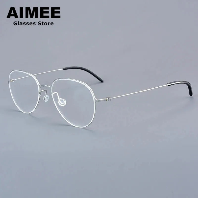 Aimee Women's Full Rim Flat Top Oval Screwless Titanium Eyeglasses 15512