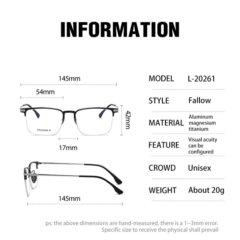 Vicky Unisex Semi Rim Square Titanium Reading Glasses V20261 Reading Glasses Vicky