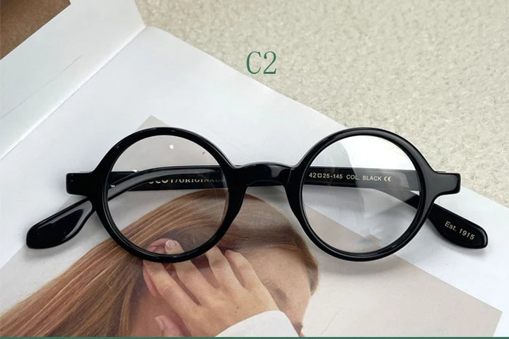 Yujo Unisex Full Rim Round Acetate Eyeglasses 4225e Full Rim Yujo C2 CHINA