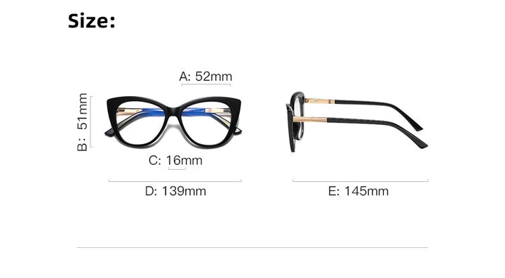 Kocolior Unisex Full Rim Cat Eye Alloy Acetate Hyperopic Reading Glasses 2097 Reading Glasses Kocolior