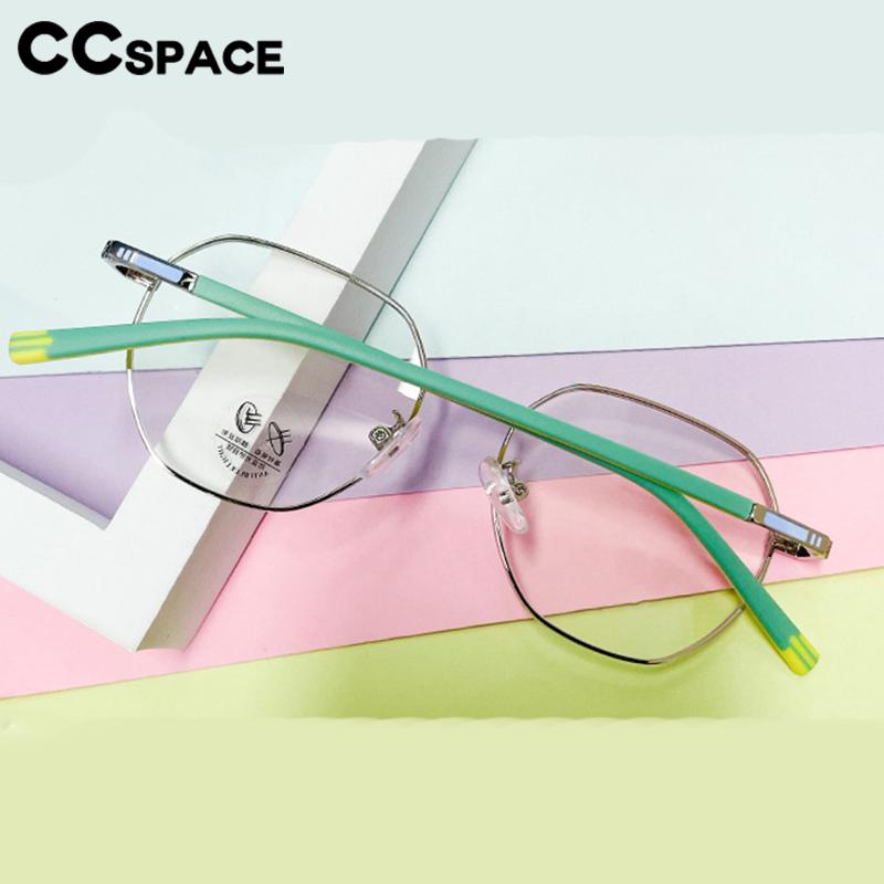 CCspace Unisex Youth Full Rim Polygon Alloy Eyeglasses 56567 Full Rim CCspace