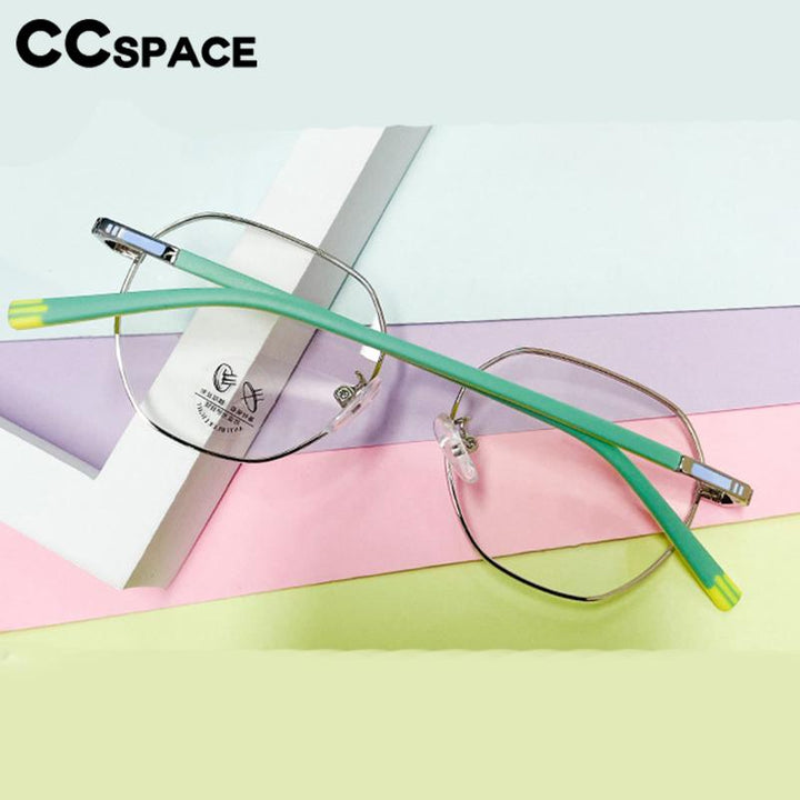 CCspace Unisex Youth Full Rim Polygon Alloy Eyeglasses 56567 Full Rim CCspace