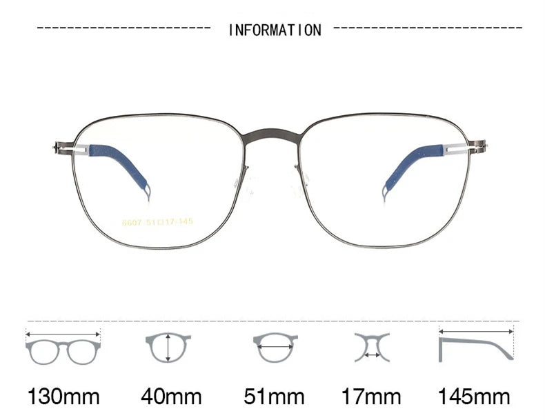 Black Mask Women's Full Rim Square Stainless Steel Eyeglasses Bm6607 Full Rim Black Mask