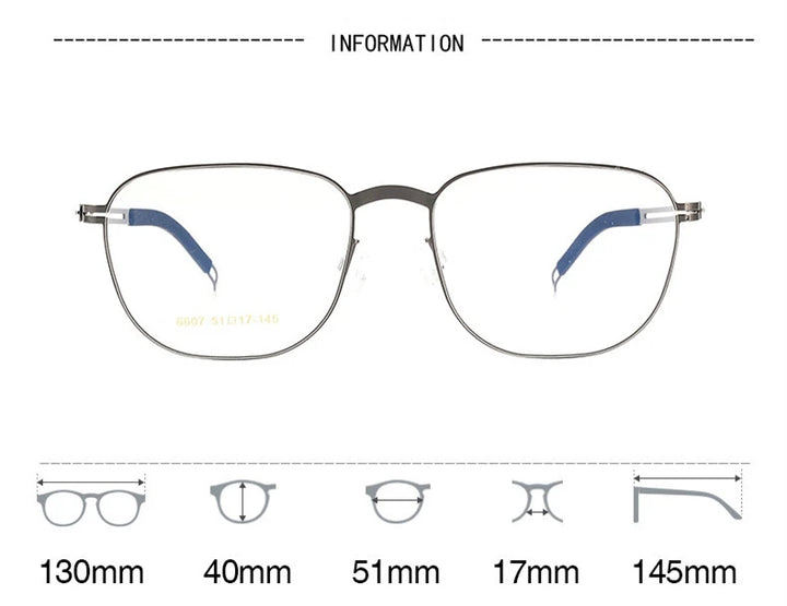 Black Mask Women's Full Rim Square Stainless Steel Eyeglasses Bm6607 Full Rim Black Mask