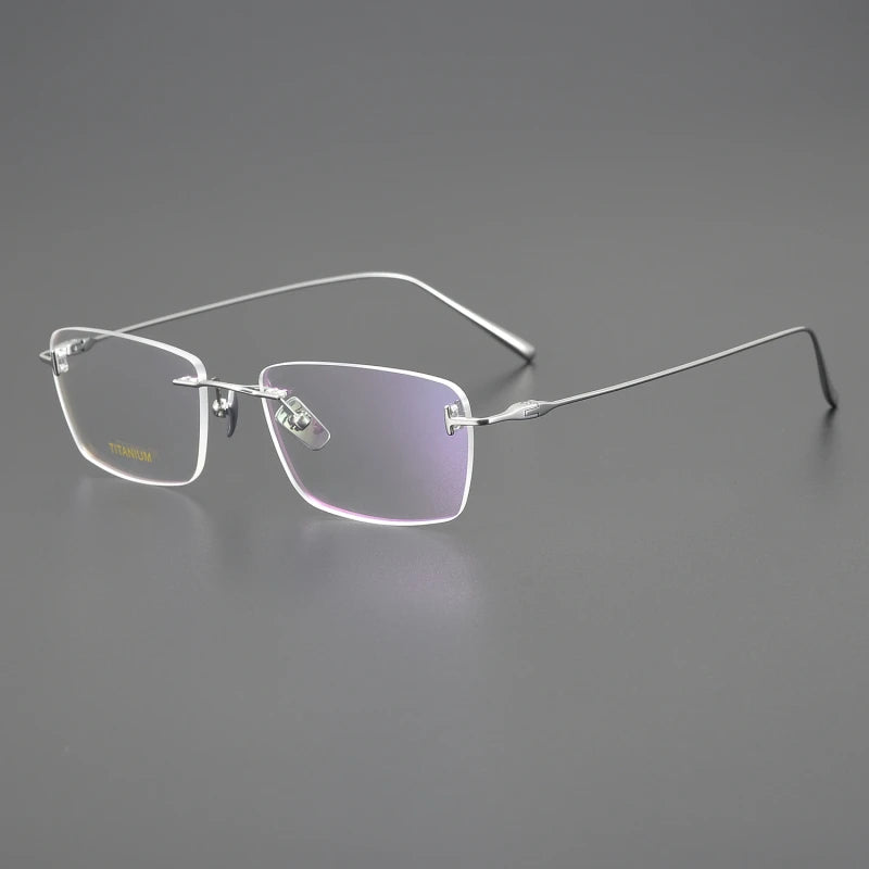 Black Mask Unisex Rimless Rectangle Titanium Eyeglasses Ft5678 Rimless Black Mask Silver