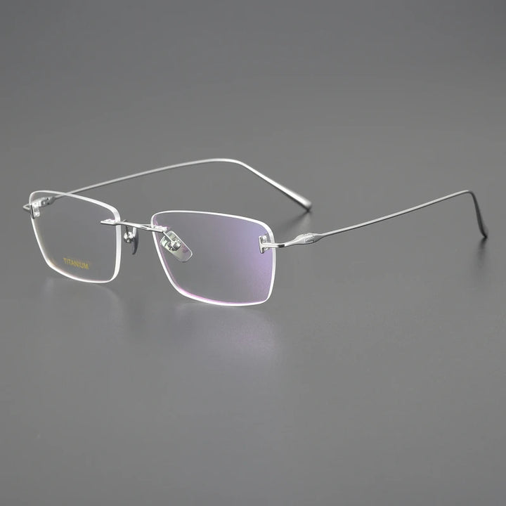 Black Mask Unisex Rimless Rectangle Titanium Eyeglasses Ft5678 Rimless Black Mask Silver