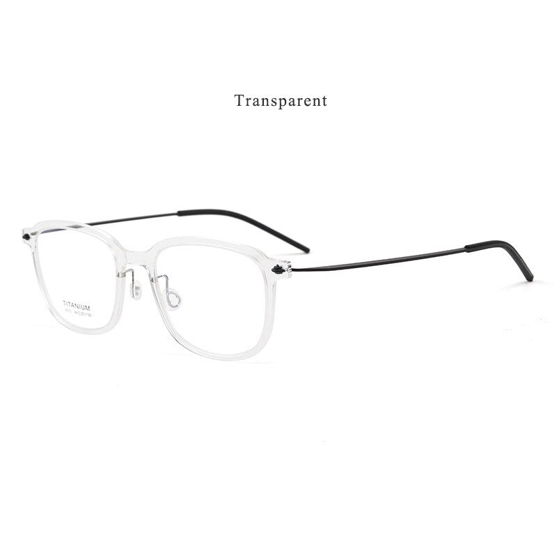 Hdcrafter Men's Full Rim Square Titanium Acetate Eyeglasses 6510sh Full Rim Hdcrafter Eyeglasses Transparent  