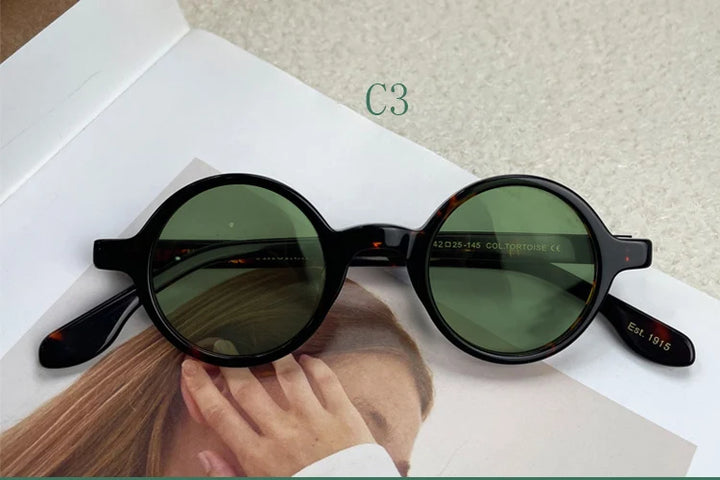 Yujo Unisex Full Rim Round Acetate Sunglasses 4225s Sunglasses Yujo C3 CHINA