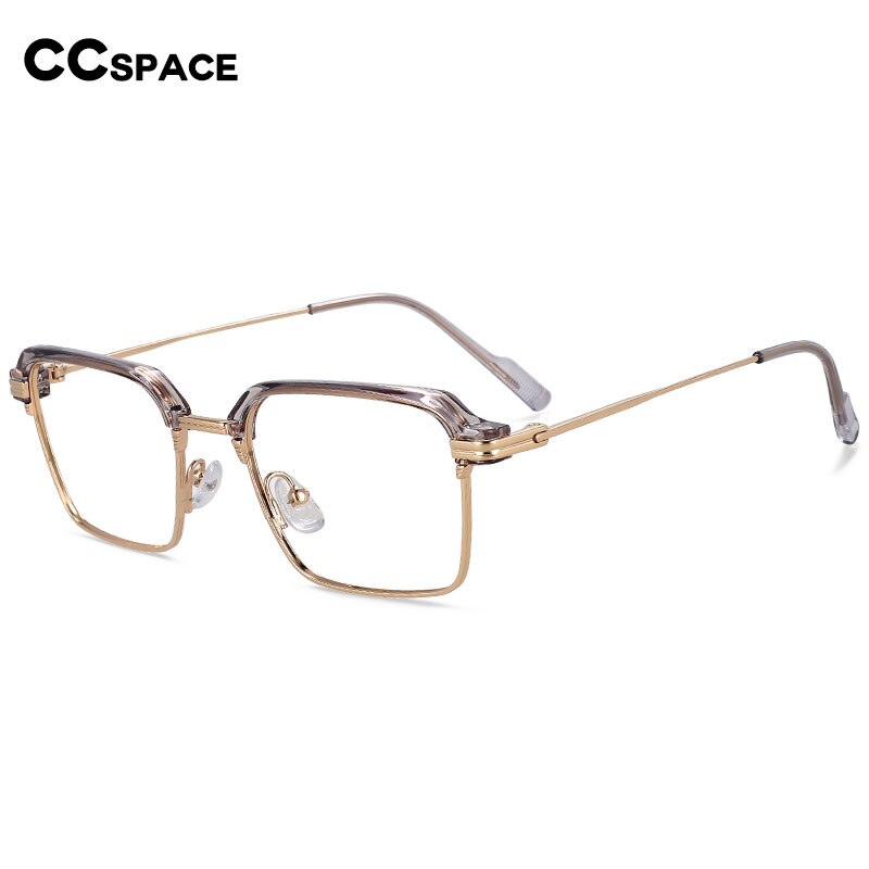 CCspace Men's Full Rim Square Brow Line Alloy Acetate Eyeglasses 55916 Full Rim CCspace