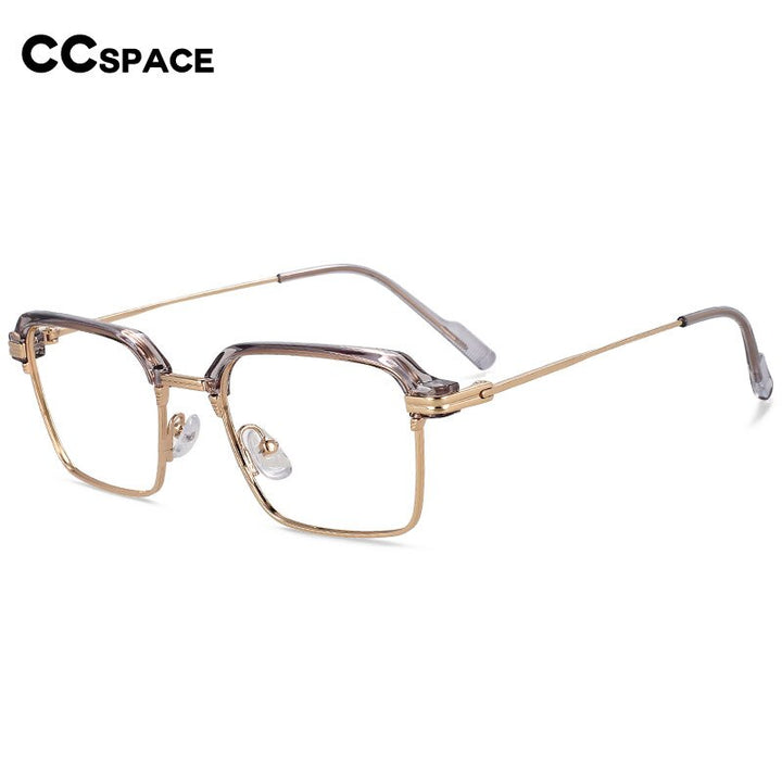 CCspace Men's Full Rim Square Brow Line Alloy Acetate Eyeglasses 55916 Full Rim CCspace