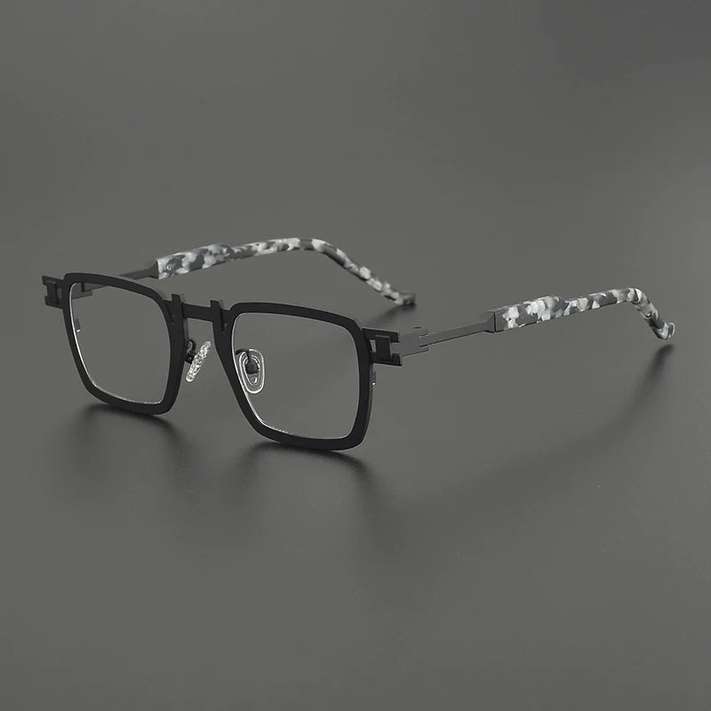 Gatenac Unisex Full Rim Square Titanium Acetate Eyeglasses Gxyj5910