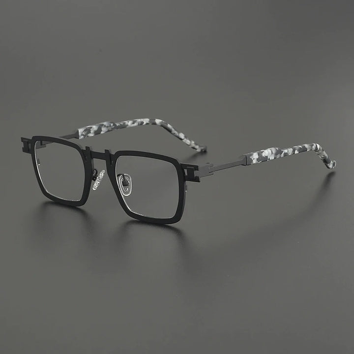 Gatenac Unisex Full Rim Square Titanium Acetate Eyeglasses Gxyj5910