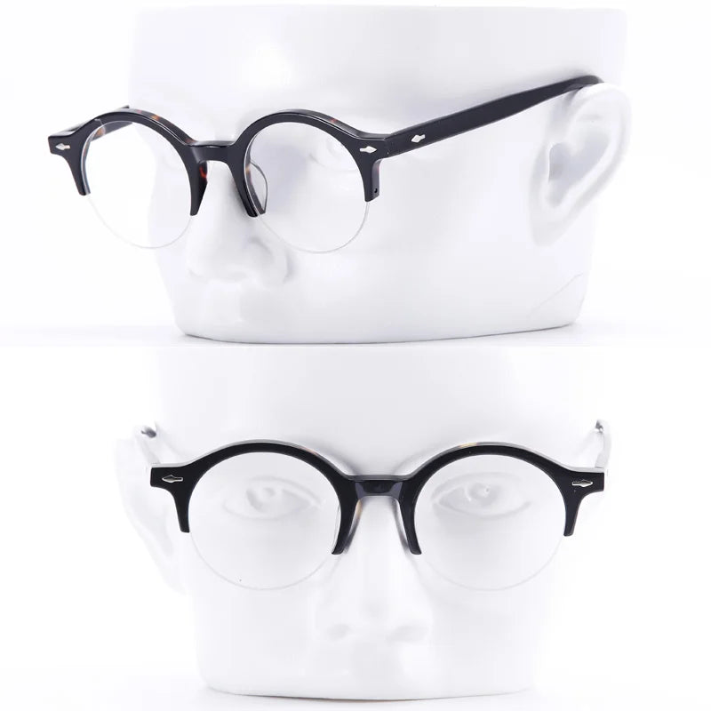 Muzz Unisex Semi Rim Round Acetate Eyeglasses Nn021 Semi Rim Muzz