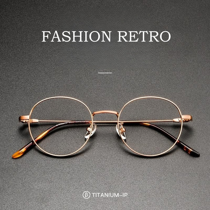 Yimaruili Unisex Full Rim Round Titanium Alloy Eyeglasses Bt038t Full Rim Yimaruili Eyeglasses