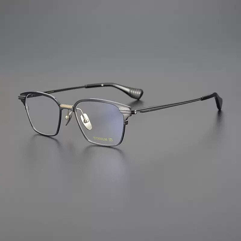 Gatenac Unisex Full Rim Square Titanium Eyeglasses Gxyj1085 Full Rim Gatenac Gun