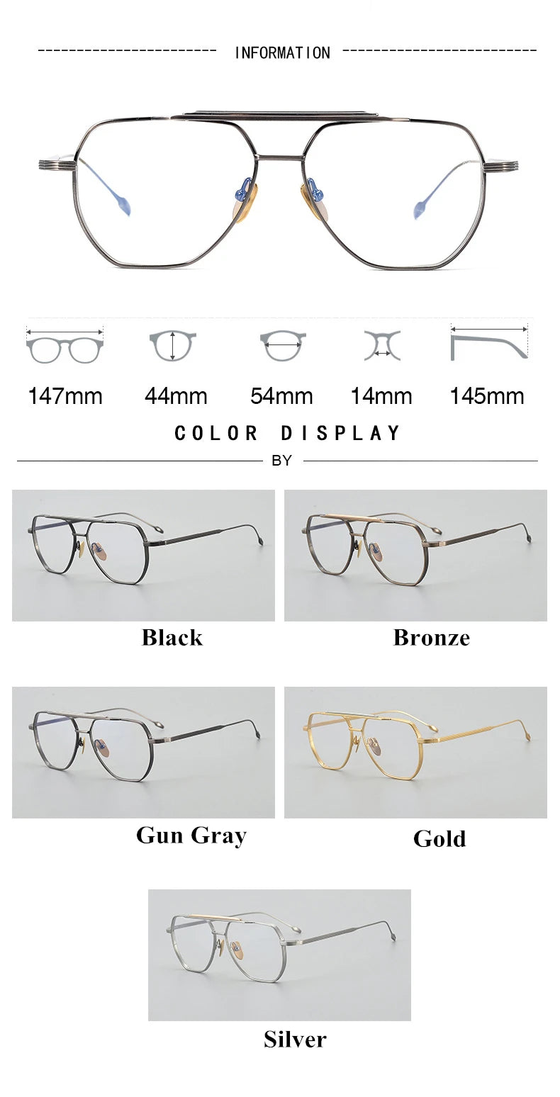 Black Mask Unisex Full Rim Oval Double Bridge Titanium Eyeglasses Jr39 Full Rim Black Mask