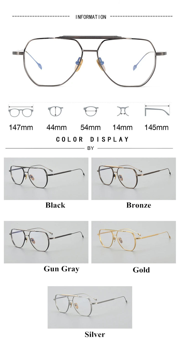 Black Mask Unisex Full Rim Oval Double Bridge Titanium Eyeglasses Jr39 Full Rim Black Mask