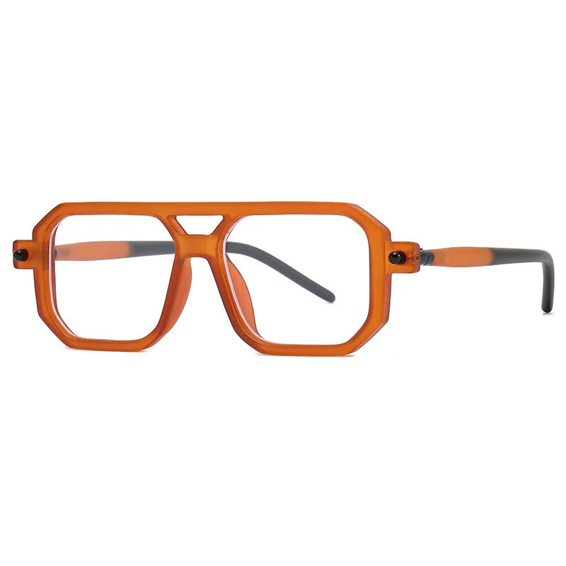 Kocolior Unisex Full Rim Square Double Bridge PC Hyperopic Reading Glasses 86512 Reading Glasses Kocolior Orange 0