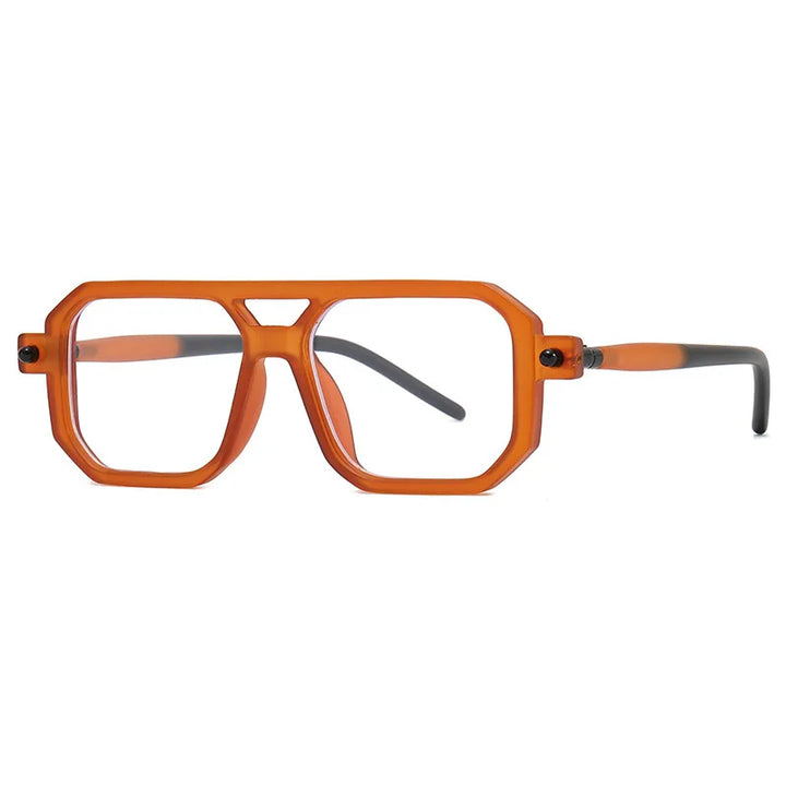 Kocolior Unisex Full Rim Square Double Bridge PC Hyperopic Reading Glasses 86512 Reading Glasses Kocolior Orange 0 